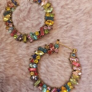 EYE CATCHING Colorful Gemstone Hoop Earrings